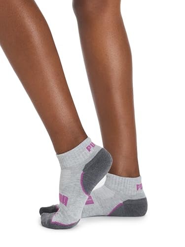 PUMA womens 6 Pack Quarter Crew Running Socks, Grey/Purple/Blue, 9 11 US - Image 3