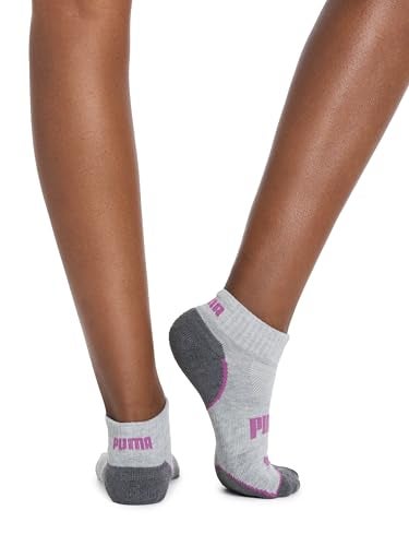 PUMA womens 6 Pack Quarter Crew Running Socks, Grey/Purple/Blue, 9 11 US - Image 4