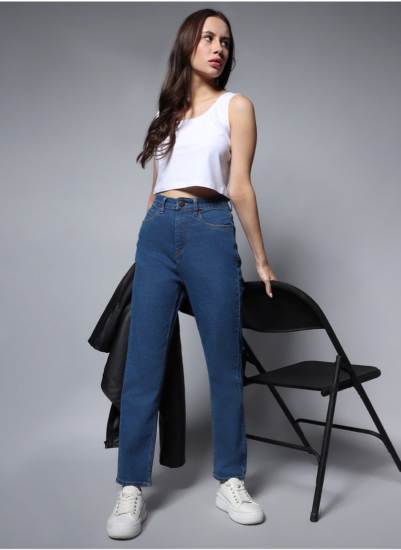 HIGH STAR Straight Fit Jeans for Women - Indigo Clean Look  - Image 1