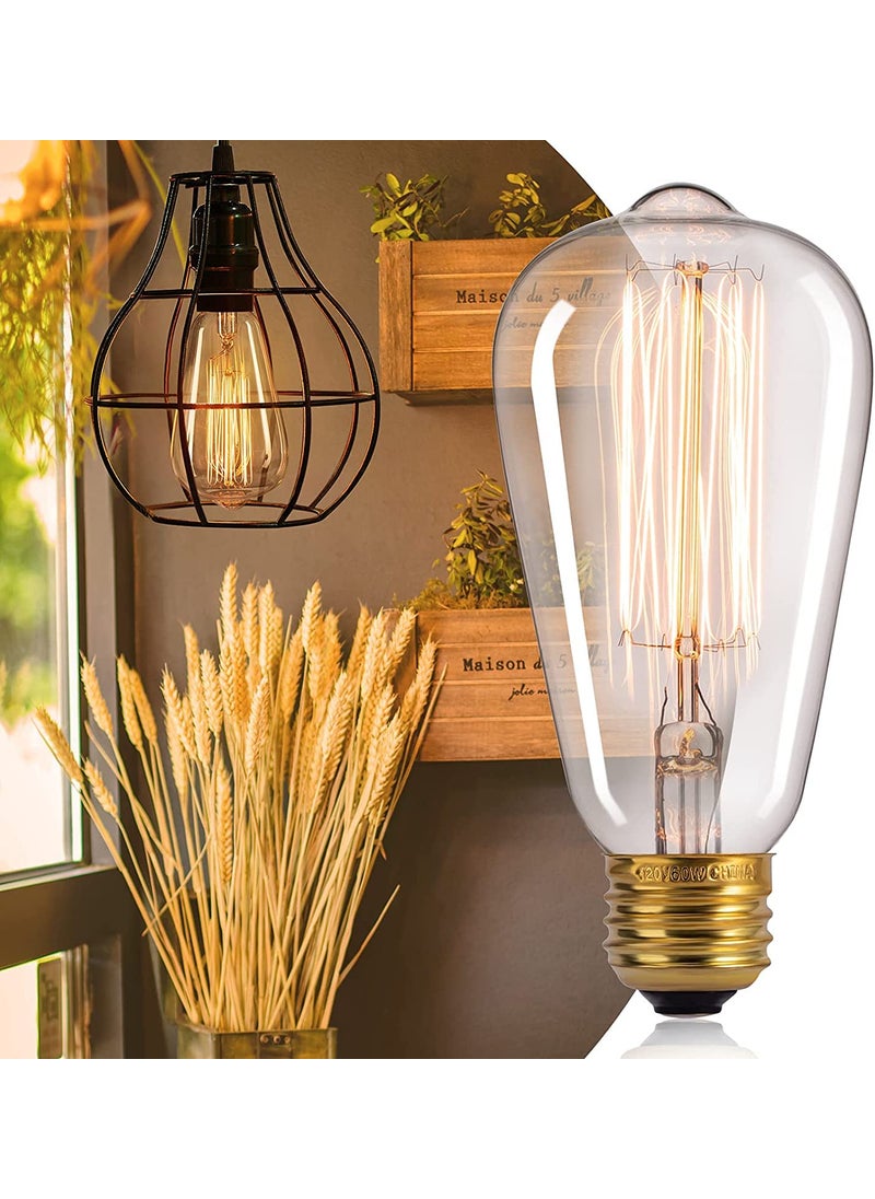 Desidiya Desidiya Edison Tungsten Filament Antique Glass Light Bulbs Vintage Base E27 Bulb Yellow Light For Home Decoration Living RoomHallBalconyRestaurant Bar Lighting Pack Of 3 Incandescent  - Image 2