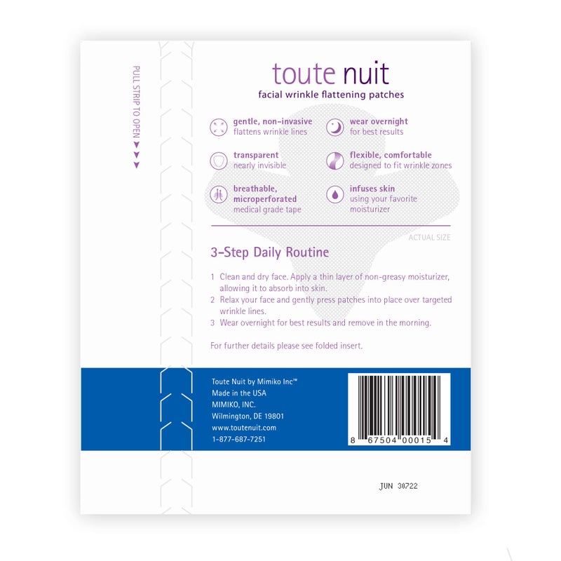 Toute Nuit by Mimiko Inc. Toute Nuit Wrinkle Patches â€“ Jet â€“ Face Tape for Forehead and Large Frown Lines â€“ Hypoallergenic Anti Wrinkle Patches â€“ 20 Count, Made in USA - Image 3