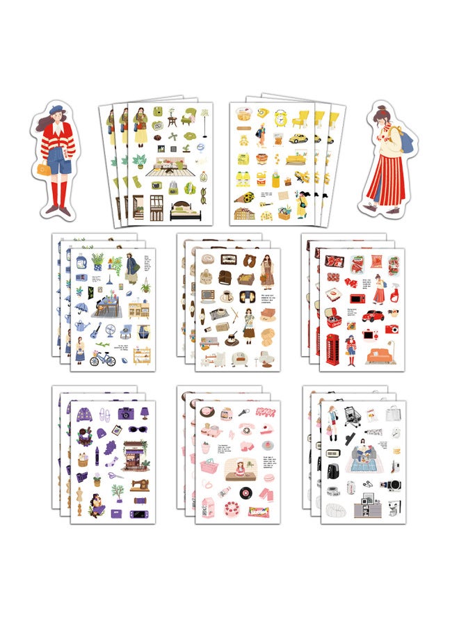 8 Small Fresh Weekend Life Stickers Cute Hand Account Collage Material Decoration Photo Al Diary Mobile Phone Decoration