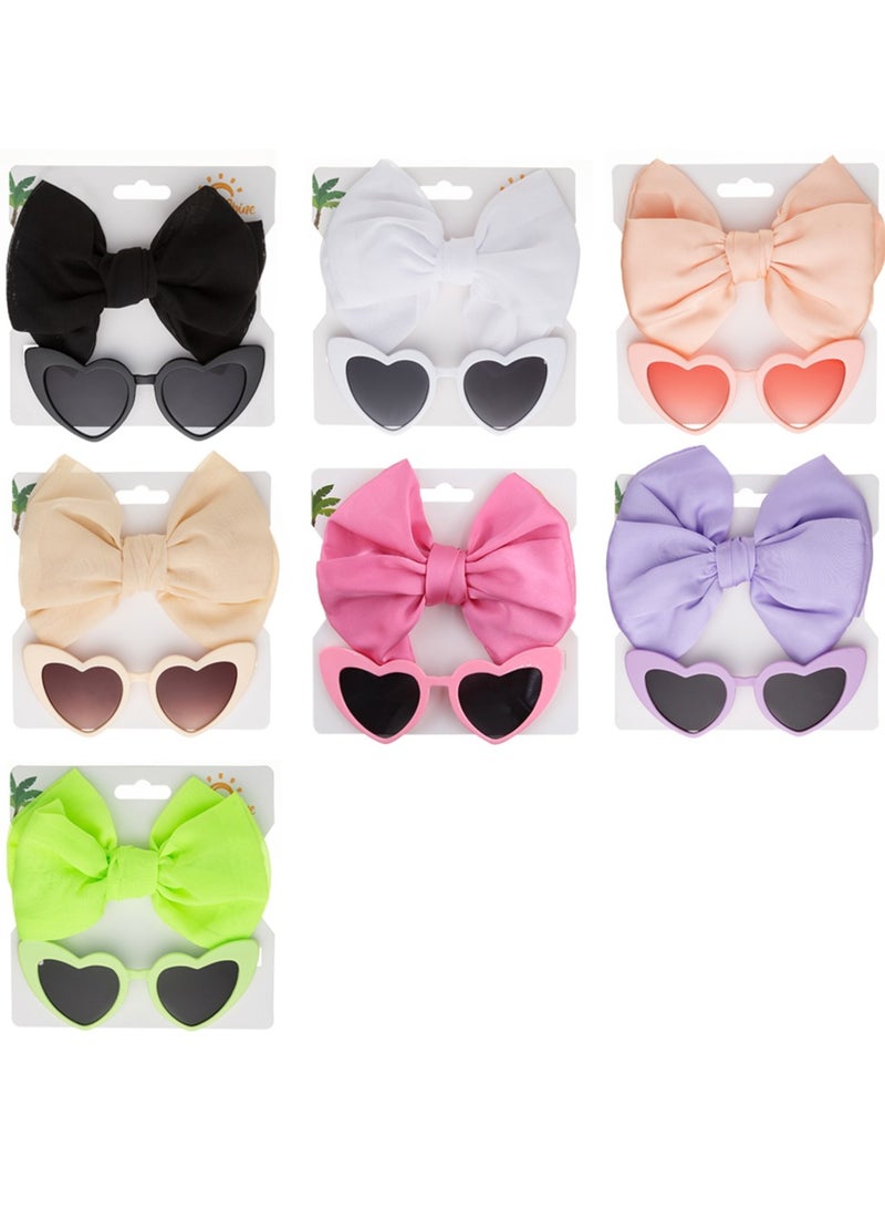 D'Daniela Athena Glasses and Bow Barrette Ponytail Set For Babies and Girls - Pink