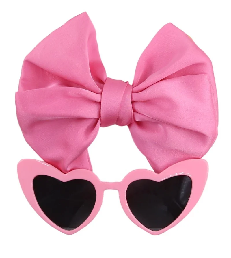 D'Daniela Athena Glasses and Bow Barrette Ponytail Set For Babies and Girls - Pink