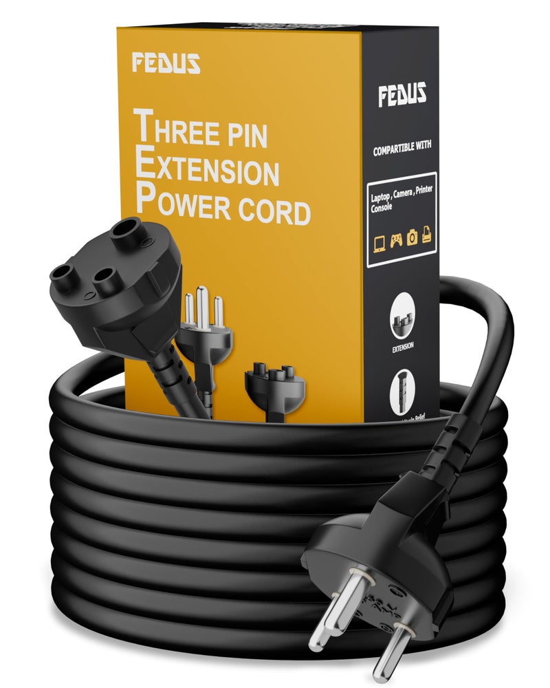 FEDUS 1.5M Long 18AWG Heavy Duty Male to Female 3 Pin Power Extension Cord Wire, 10amp Indoor Outdoor Power Cord Extension Electrical Extender Power Cable for appliances, Electronics and Power Tools - Image 1