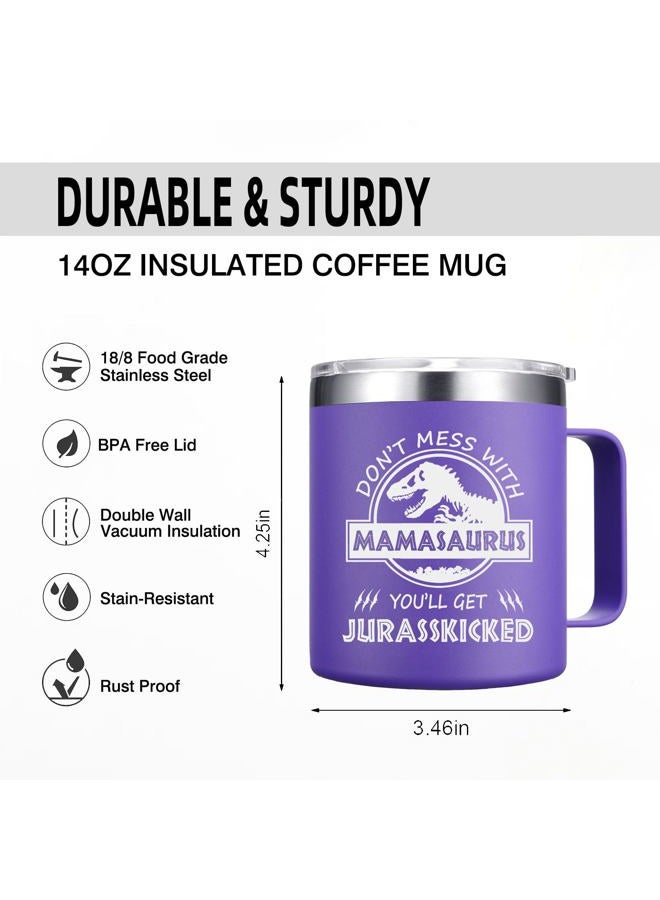 Abledn Gifts for Mom - Don'T Mess With Mamasaurus You'll Get Jurasskicked Coffee Mug - Gifts for Mom from Daughter, Son - Birthday for Mother (14Oz,Purple) - Image 4