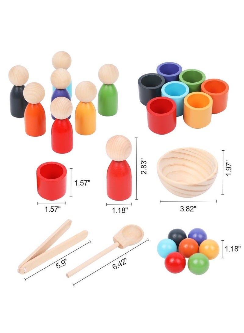 general Montessori Wooden Balls in Cups, Toddler Color Sorting Toys and Matching Game, Preschool Learning Activities Educational Fine Motor Skill Toy for Kids - Image 4