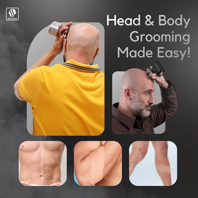 Skull Shaver Pitbull Silver PRO: Electric Head Shaver for Men, Wet & Dry Bald Head Shaver with Ergonomic Design - Perfect Grooming Gift Set for Your Husband - Image 5