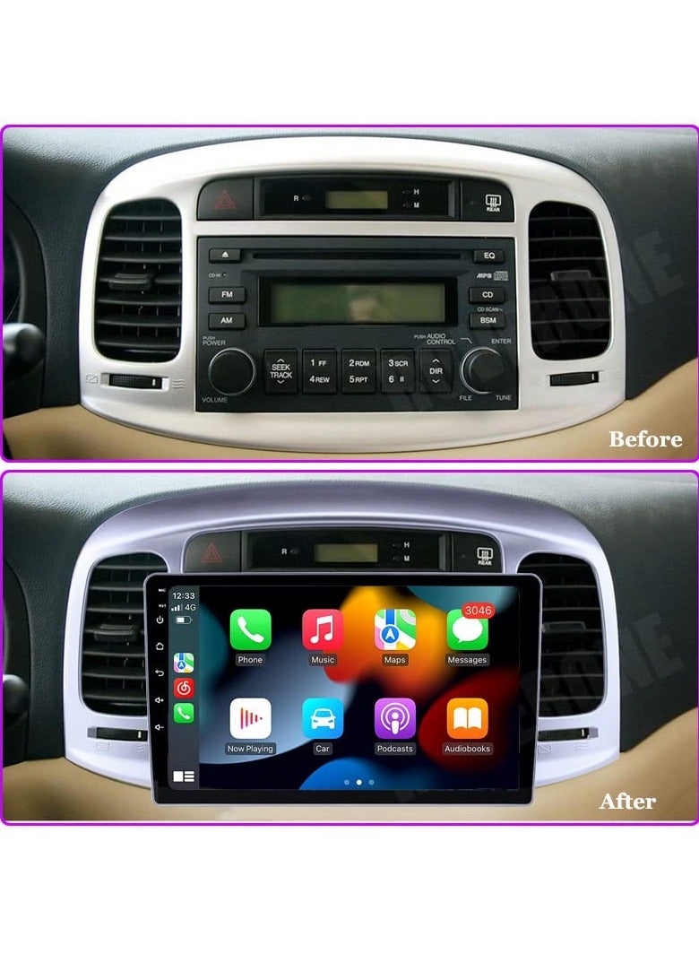 راديو أندرويد متقدم لسيارة هيونداي أكسنت 2006-2011 - ضمان لمدة عامين، ذاكرة وصول عشوائي 4 جيجا بايت، سعة تخزين 32 جيجا بايت، Apple CarPlay وAndroid Auto، كاميرا رؤية ليلية مجانية ونظام ملاحة - Image 3