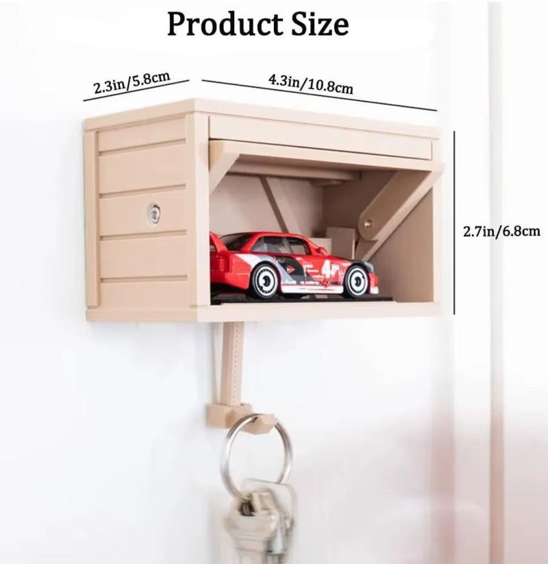 Car Garage Key Holder With Door: Wall Mounted Key Rack Organizer With Automatic Door For Keys, 3D Printed PLA Plastic Automotive Key Storage With 4 Sturdy Hooks, Blue Wood Grain Design For Entryway, F - Image 5