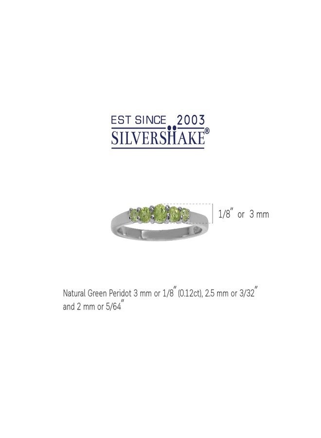 Silvershake 5 Stone Extra Petite Natural Peridot White Gold Plated 925 Sterling Silver Ring Size 6 - Image 3