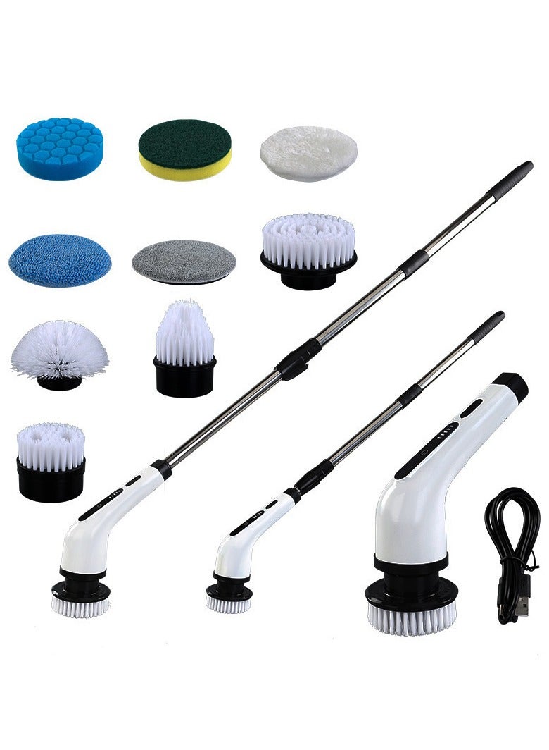 Electric Spin Scrubber, Electric Bathroom Cleaning Brush.Upgraded Version with 9 Replacement Brush Heads and Extension Handle - Image 1