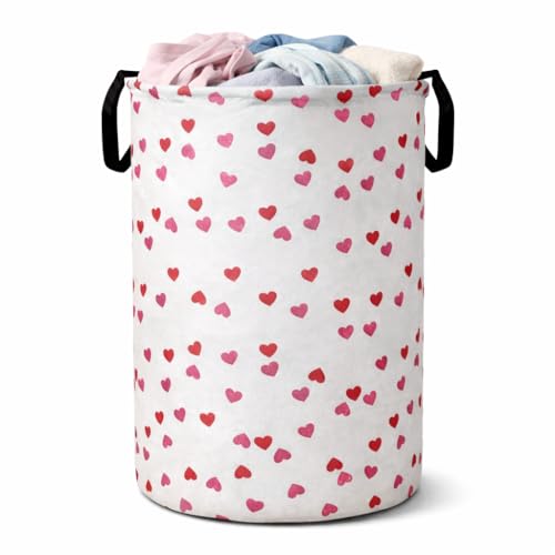 BB BACKBENCHERS Printed Laundry Basket 48L | Foldable Storage Bag with Handles | Multipurpose Clothes Hamper for Bedroom, Bathroom & Dorm | Non-Woven Fabric (Heart Print) | Grey | Pack of 1 - Image 1