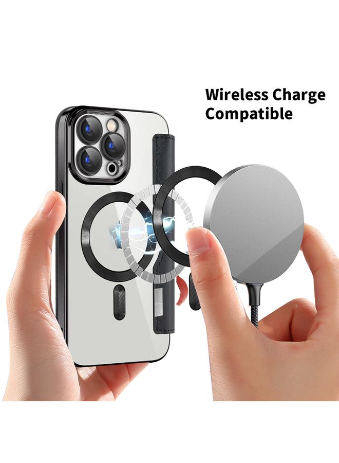 S-TOP Case For iPhone 16 Plus Shield MagSafe RFID Anti-theft Leather Phone Case - Image 4