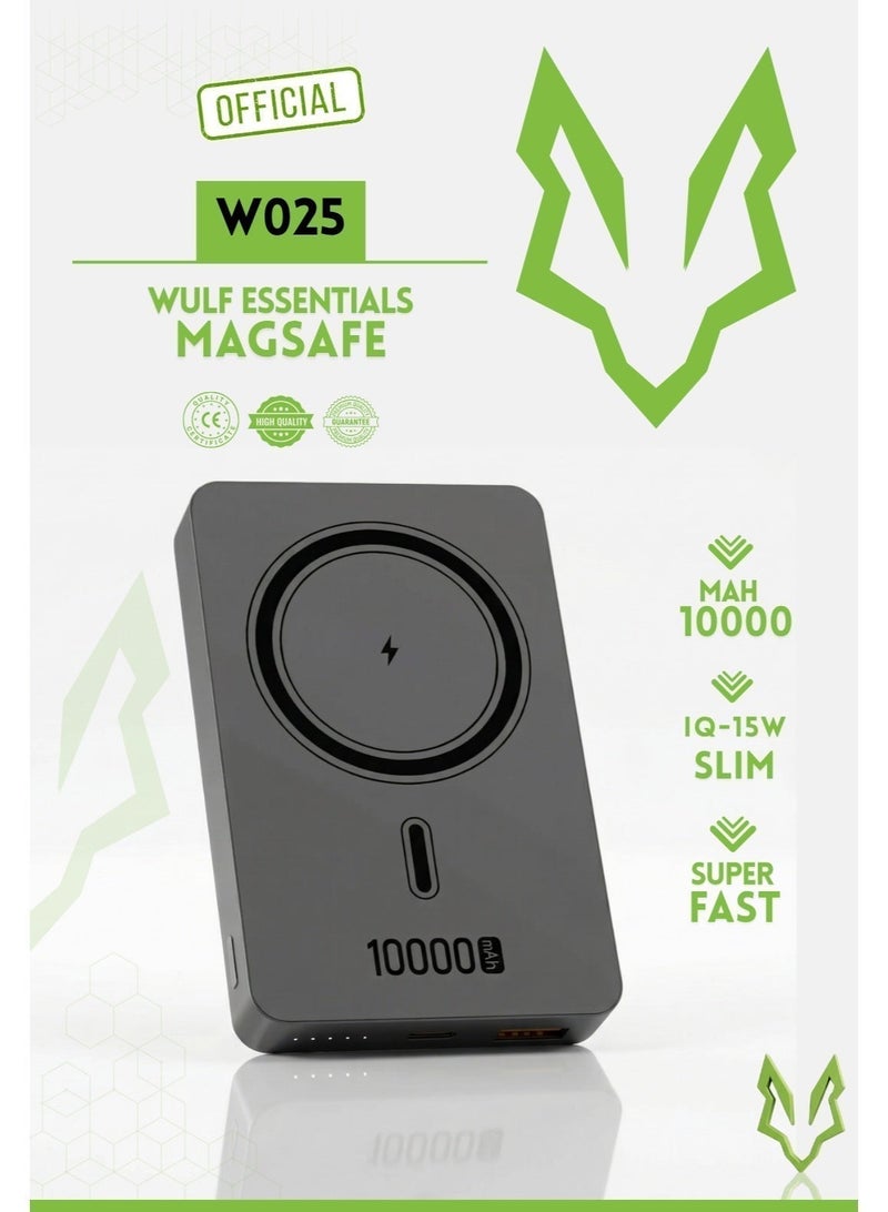 وولف إسينشيالز شاحن WULF Essentials MagSafe المحمول فائق النحافة المصنوع من الألومنيوم، بسعة 10000 مللي أمبير، وشحن سريع بقوة 20 واط، وشحن لاسلكي بقوة 15 واط، متوافق مع أجهزة iPhone 17/16/15/14/13. - Image 2