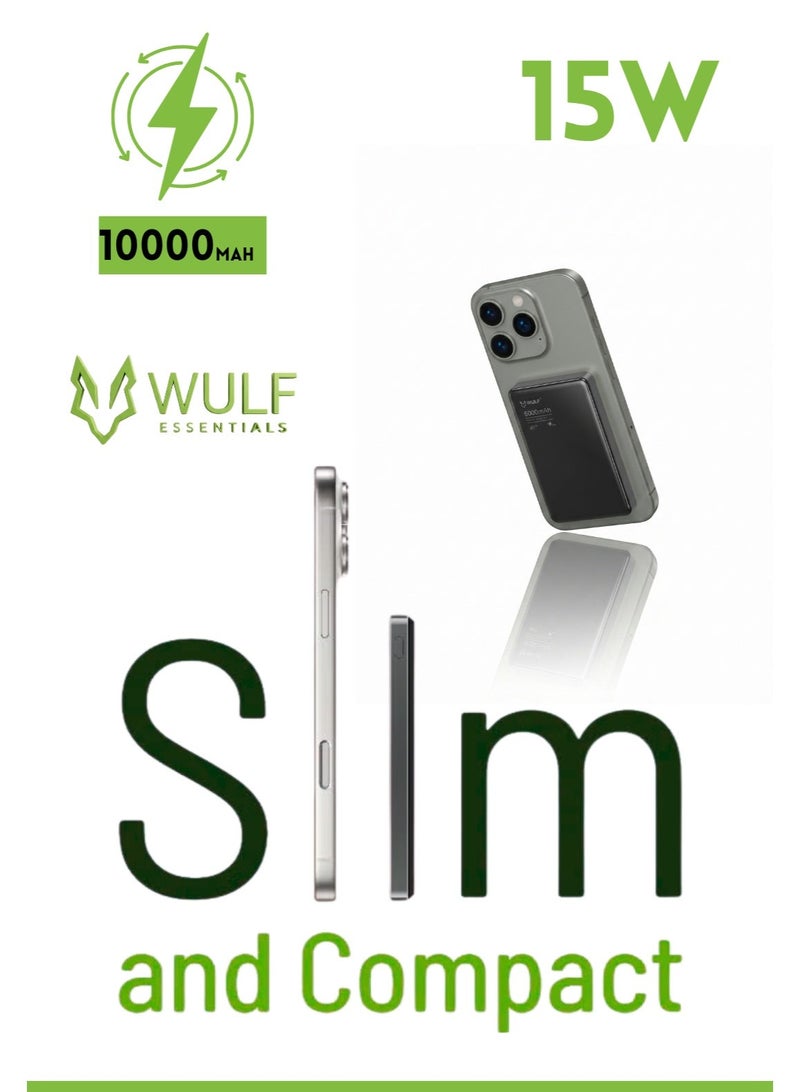 وولف إسينشيالز شاحن WULF Essentials MagSafe المحمول فائق النحافة المصنوع من الألومنيوم، بسعة 10000 مللي أمبير، وشحن سريع بقوة 20 واط، وشحن لاسلكي بقوة 15 واط، متوافق مع أجهزة iPhone 17/16/15/14/13. - Image 4