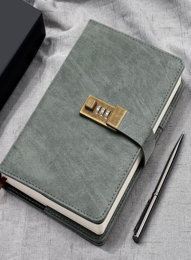 AccuPrints A5 PU Leather Notebook Diary with Lock, Size 8.6 x 5.8 inch with Combination Password Journal- Pages 200 undated, Grey (2A2P0) - Image 2