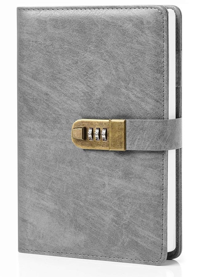 AccuPrints A5 PU Leather Notebook Diary with Lock, Size 8.6 x 5.8 inch with Combination Password Journal- Pages 200 undated, Grey (2A2P0) - Image 1