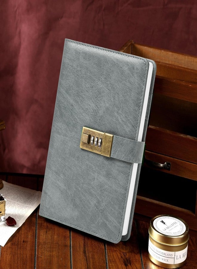 AccuPrints A5 PU Leather Notebook Diary with Lock, Size 8.6 x 5.8 inch with Combination Password Journal- Pages 200 undated, Grey (2A2P0) - Image 5