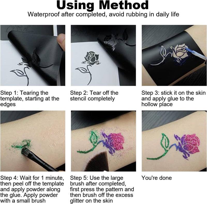 كلاراكو مجموعة طلاء الوجه، غراء لاصق، طلاء لامع، فرشاة لطلاء الجسم والوجه باحترافية، مكياج الهالوين - Image 2