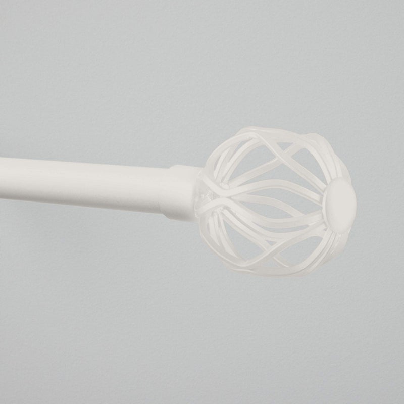 Exclusive Home Curtains Ogee 1 Curtain Rod and Coordinating Finial Set Matte White Adjustable 3672