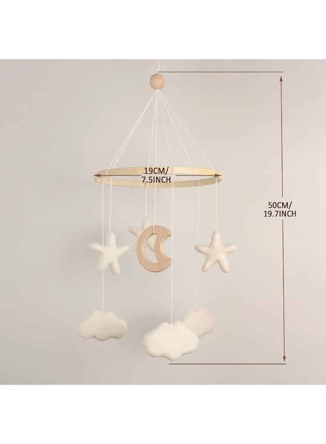 EBINGMIMA Mobile for Crib - Baby Mobile for Crib - Baby Crib Mobile - Crib Mobile for Girls, Boys - Baby Mobile for Bassinet - Gender Neutral Color Theme - Felt Cloud, Felt Star, Wood Moon - Image 4