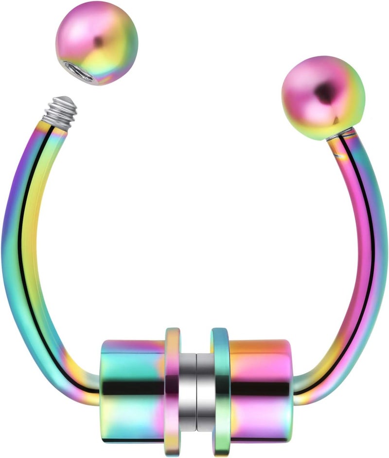 outerunner Store Fake Nose Ring Septum Piercing Magnet Magnetic Nose Hoop Rings Faux Septum Rings Non Piercing Clip On Nose Hoop Rings - Image 1