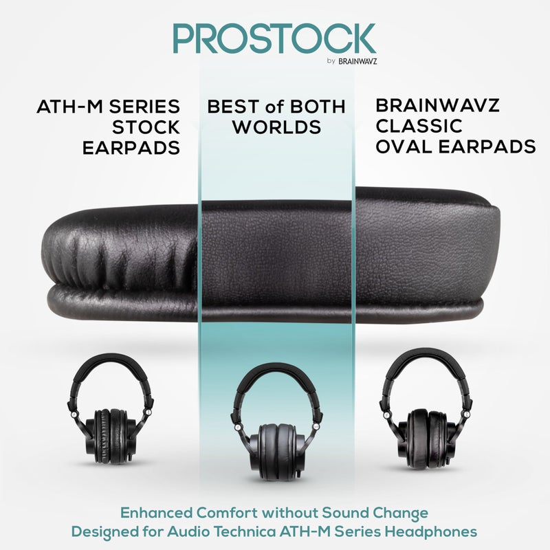 Brainwavz ProStock ATH M50X Upgraded Earpads, Improves Comfort & Style Without Changing The Sound - Ear Pad Designed for ATH-M50X M50BTX M20X M30X M40X Headphones, Vegan Leather (Dark Blue) - Image 2