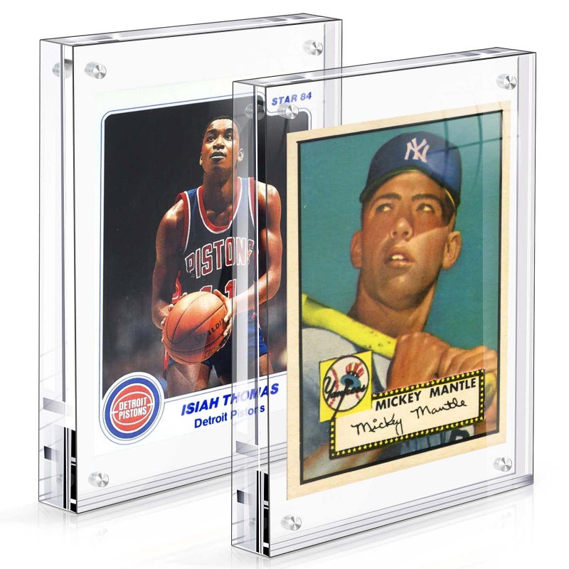 tutata Acrylic Card Frame Magnetic Trading Card Display Frames Desktop Display  2 Sets Clear