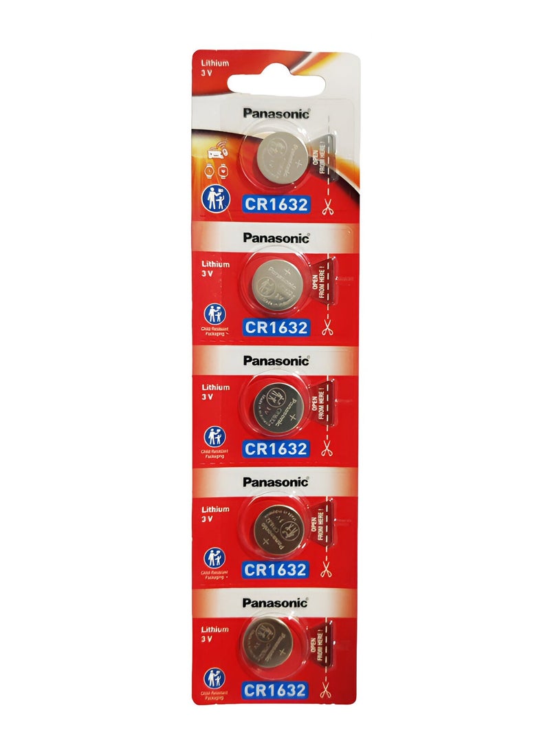 Panasonic CR1632 Lithium 3V Battery 5 Pcs 9.5g