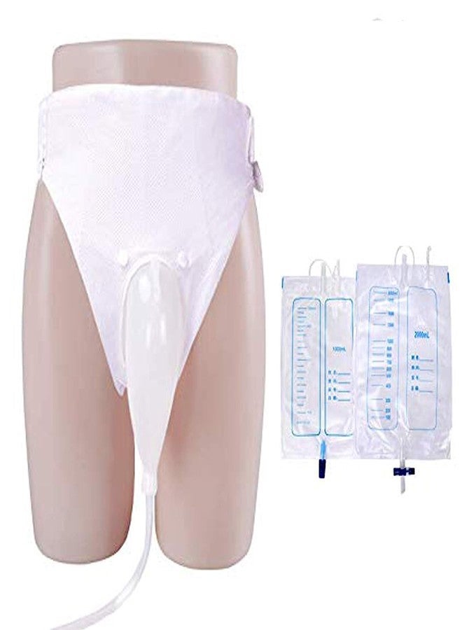 RADIONICS Men Urinary Drainage Bag with Anti Reflux Chamber Medical Easy-Tapped with 2 Bags of 1000 ml - Image 1
