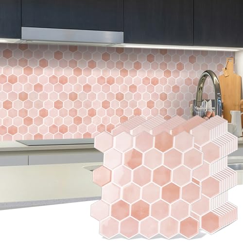 WalDecoo 10Sheet Hexagon Peel and Stick Backsplash for Kitchen New Upgrade Premium Extra Thicker Design 3D Self Adhesive Wall Tiles Large Stick on Tiles for Kitchen and Bathroom 12 x 12 - Image 1