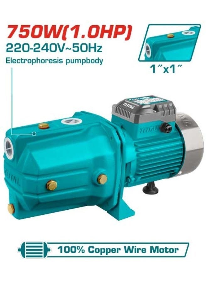 TOTAL Self-Priming Jet Pump 750 Watt Capacity 1Hp 100% copper wire - Image 1