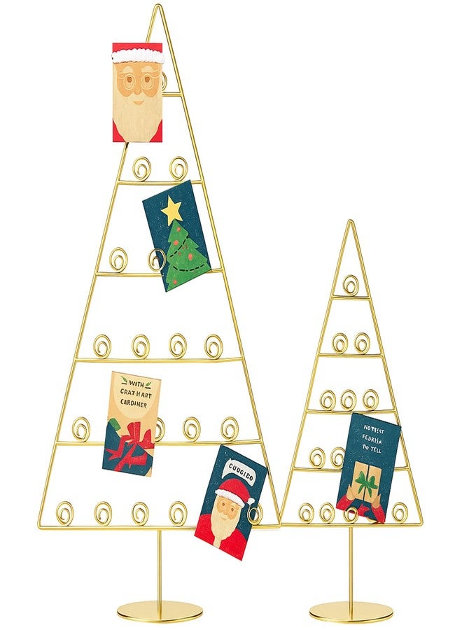 Lineshading 2 Pack Large Christmas Tree Card Holder 27.6'' 15.8'' Metal Tabletop Display Spiral Xmas Tree Gift Card Photo Picture Holder Stand for Christmas Birthday Wedding Home Table Decor - Image 1