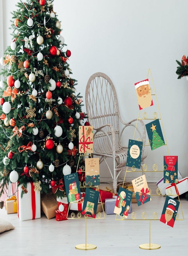 Lineshading 2 Pack Large Christmas Tree Card Holder 27.6'' 15.8'' Metal Tabletop Display Spiral Xmas Tree Gift Card Photo Picture Holder Stand for Christmas Birthday Wedding Home Table Decor - Image 3