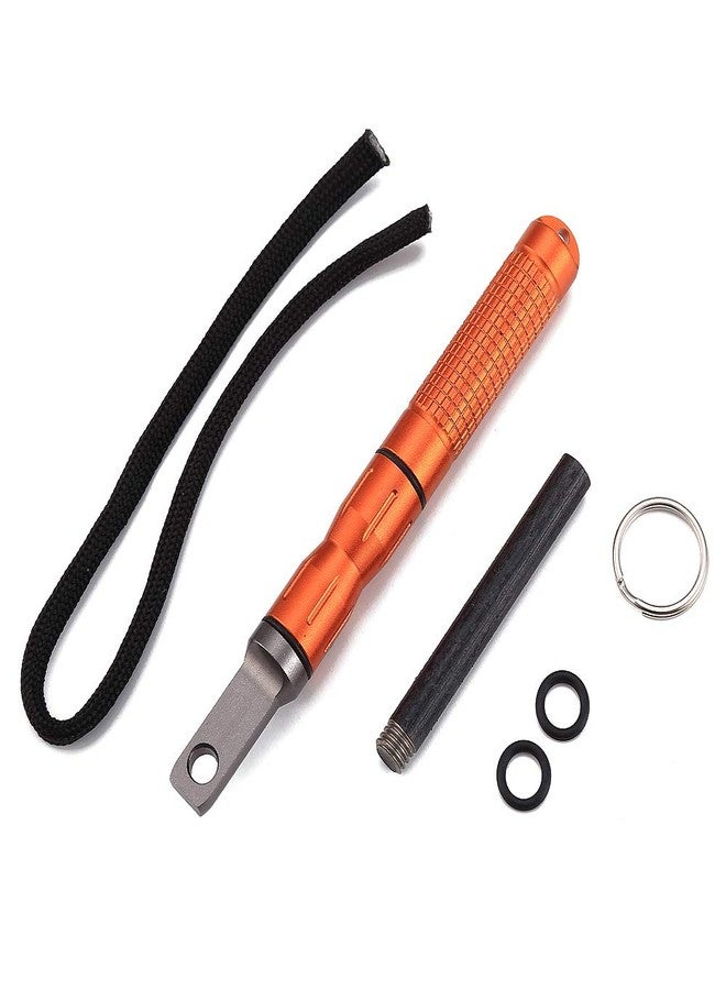 DOSMAMZ Waterproof Ferro Rod Fire Starter, Flint Steel Magnesium Rod EDC Gear, with Scraper Striker and an Extra Replaceable Threaded Flint Fire Steel Rod (Orange) - Image 1