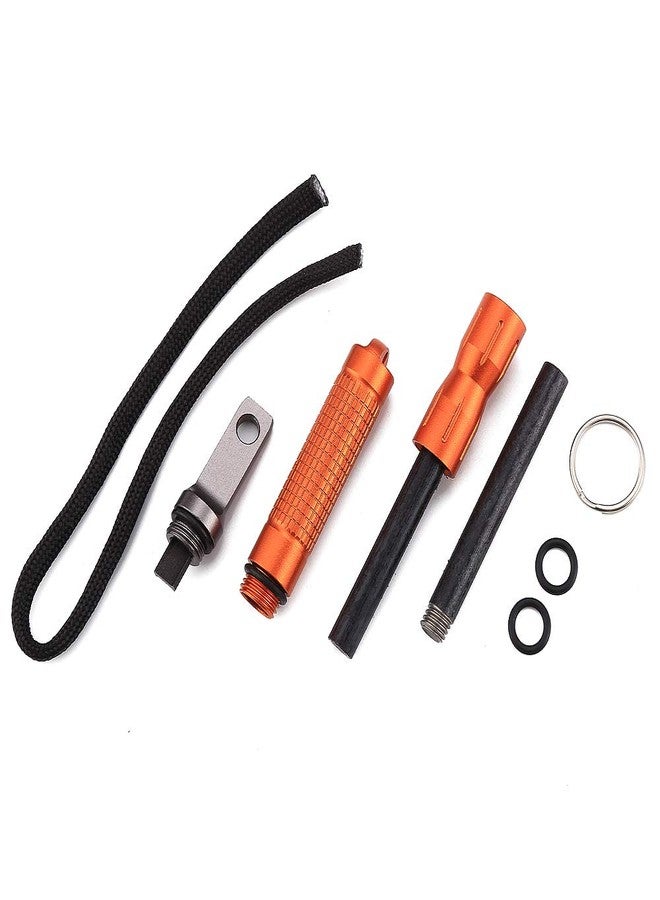 DOSMAMZ Waterproof Ferro Rod Fire Starter, Flint Steel Magnesium Rod EDC Gear, with Scraper Striker and an Extra Replaceable Threaded Flint Fire Steel Rod (Orange) - Image 2