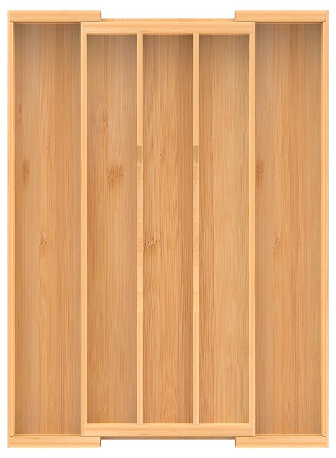 Bambition Bamboo Expandable Kitchen Drawer Organizer, 13" - 23" Adjustable Utensils Holder and Cutlery Tray, 3-5 Slots Drawer Organizer for Silverware Flatware - Image 2