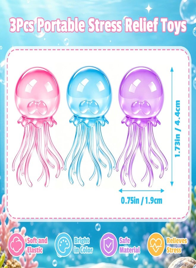 donciety 3 Pack Jellyfish Squishy, Jellyfish Squeeze Sugar Balls Sensory Fidget Toy, Stress Balls for Adult and Kids Soft Anxiety Relief Party Favors Birthday Gift - Image 2