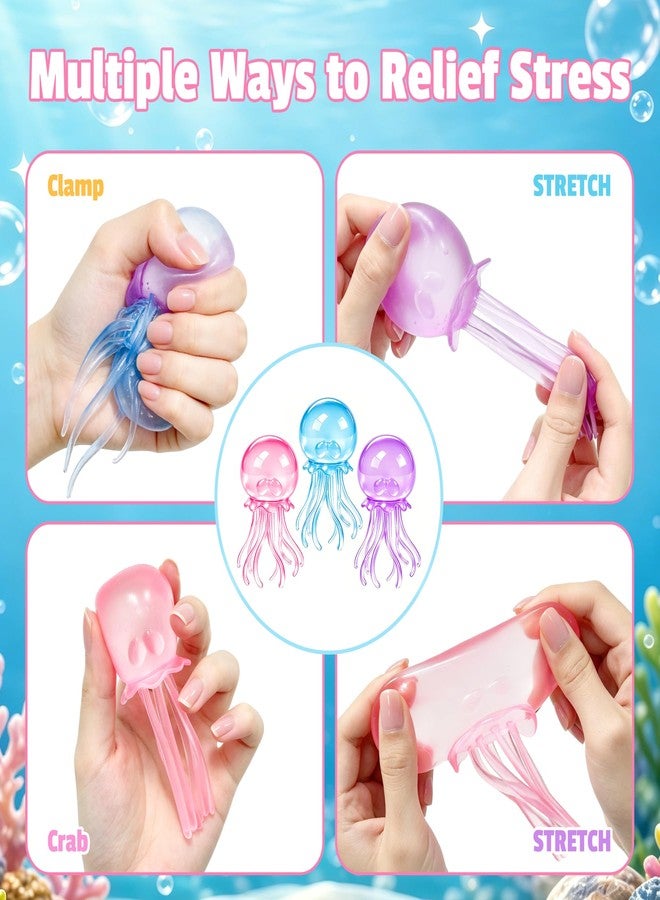 donciety 3 Pack Jellyfish Squishy, Jellyfish Squeeze Sugar Balls Sensory Fidget Toy, Stress Balls for Adult and Kids Soft Anxiety Relief Party Favors Birthday Gift - Image 4