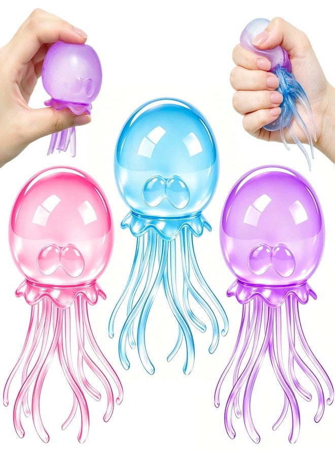 donciety 3 Pack Jellyfish Squishy, Jellyfish Squeeze Sugar Balls Sensory Fidget Toy, Stress Balls for Adult and Kids Soft Anxiety Relief Party Favors Birthday Gift - Image 1