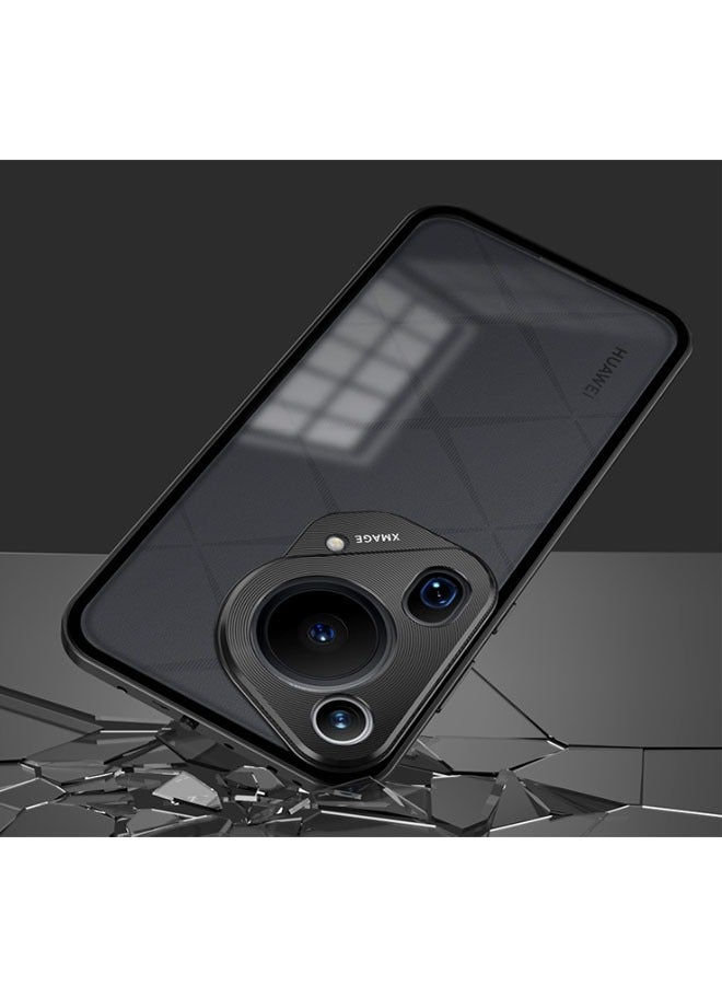 general Compatible with HUAWEI P70 Ultra metal frame single-sided elastic buckle matte PC acrylic back panel phone case compatible with Pura 70 Ultra - Image 3