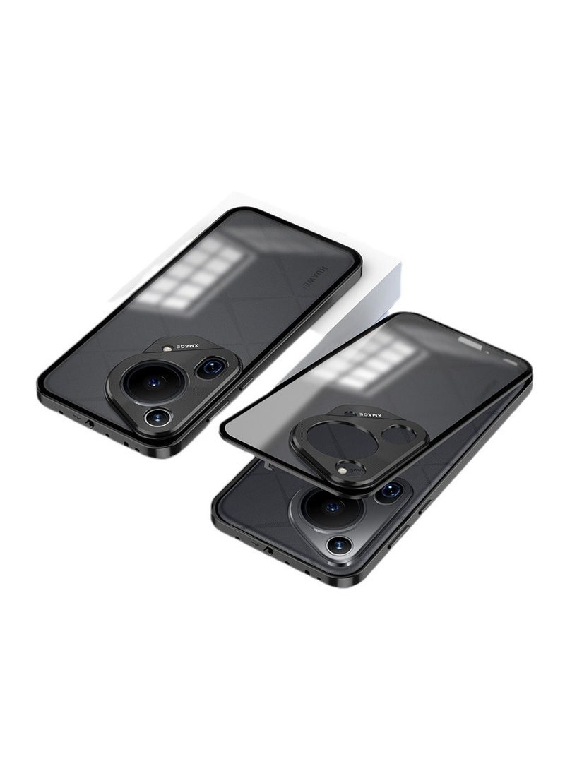 general Compatible with HUAWEI P70 Ultra metal frame single-sided elastic buckle matte PC acrylic back panel phone case compatible with Pura 70 Ultra - Image 1