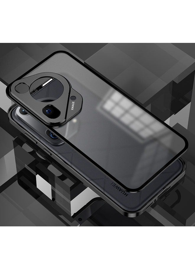 general Compatible with HUAWEI P70 Ultra metal frame single-sided elastic buckle matte PC acrylic back panel phone case compatible with Pura 70 Ultra - Image 2