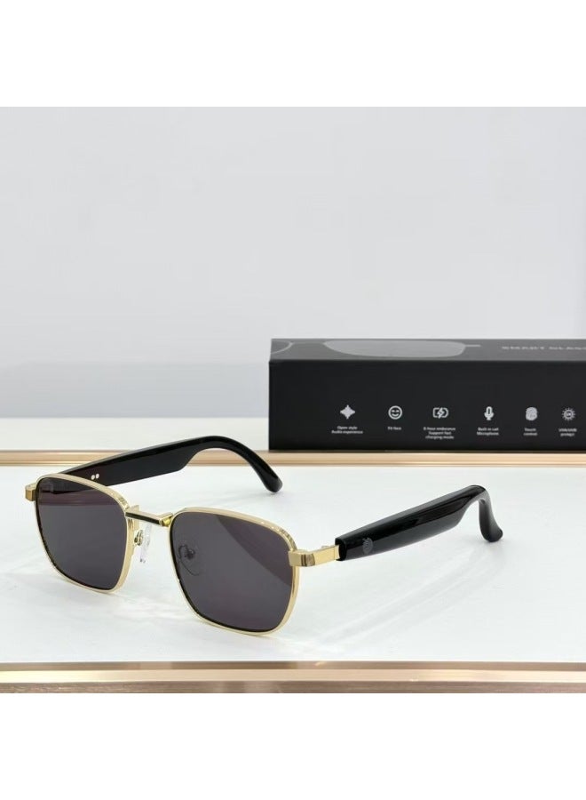 Black Technology Modern HY-C8 Wireless Bluetooth Headset Real-time Translation Subtitles AI Glasses Multi-language Simultaneous Translation-Color:Neutral Hy1003 [gold Gray]  - Image 1