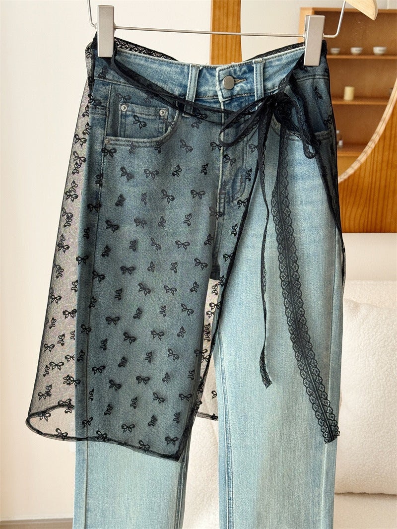 Korean Floral Lace Layering Skirt White flowers - Image 4