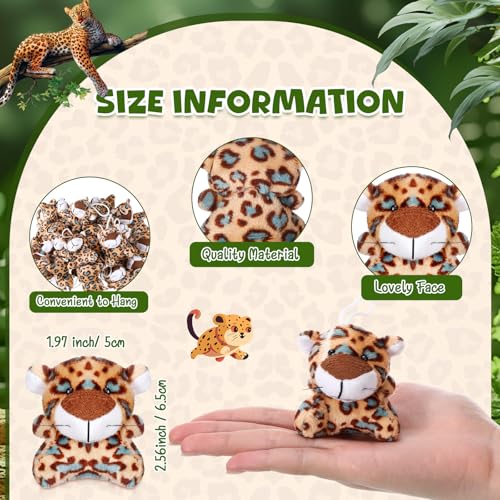 Shappy 50 Pcs Mini Animal Plush Toys Small Stuffed Animals Bulk Cute Tiny Plushies Keychains for Gift Party Carnival Prize Cheetah - Image 5