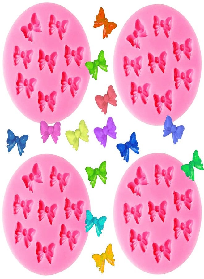 Actvty Bow Chocolate Mold, 4 Pcs Mini Bow Molds, Silicone Bows Fondant Molds for DIY Desserts, Cake Pop, Candy, Cake Decorating - Image 1