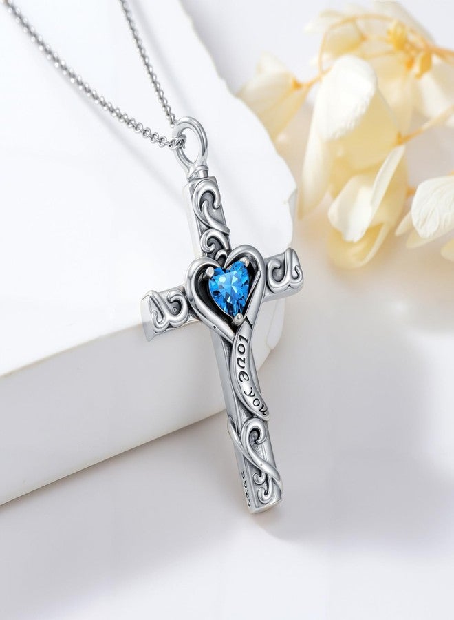 TOUPOP Cross Urn Necklaces for Ashes Cremation Jewelry Topaz December Birthstone Necklace 925 Sterling Silver Memorial Keepsake Pendant Jewelry for Women - Image 3