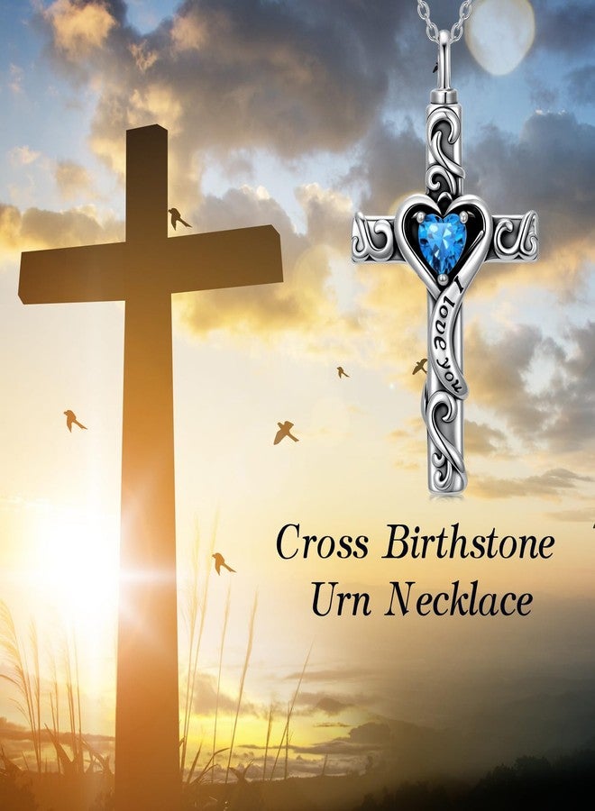 TOUPOP Cross Urn Necklaces for Ashes Cremation Jewelry Topaz December Birthstone Necklace 925 Sterling Silver Memorial Keepsake Pendant Jewelry for Women - Image 5